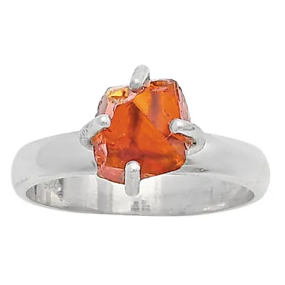 Natural Mandarin Citrine Rough 925 Sterling Silver Ring S.7 Jewelry R-1052 • $11.49