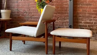 Finn Juhl Mid Century Modern Danish  Chair And Ottoman MCM Pristine  • $3800