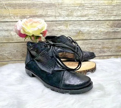 $92.99 • Buy Everybody By BZ Moda Black Patchwork Leather Lace Up Sz 8.5 38.5 Ankle Boots