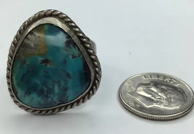 Vintage Navajo Sterling Silver Turquoise Ring Unsigned Sz. 7 • $39