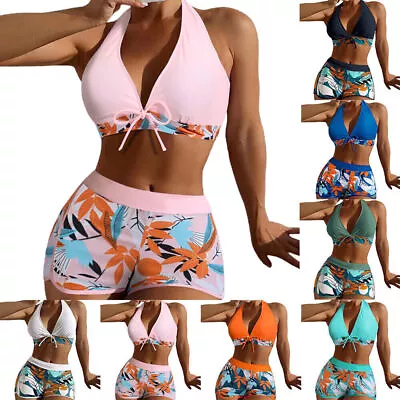 Womens Floral Halter Padded Bra Bikini Set Swimwear Swimsuit Beachwear Summer • $21.84