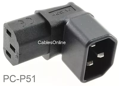 Right-Angle UP IEC 320 C14 Male To IEC 320 C13 Female Power Adapter PC-P51 • $7.95