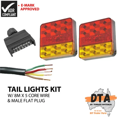 $39 • Buy 12 LED Trailer Tail Light Kit Pair Plug 8m 5 Core Wire Caravan UTE Waterproof