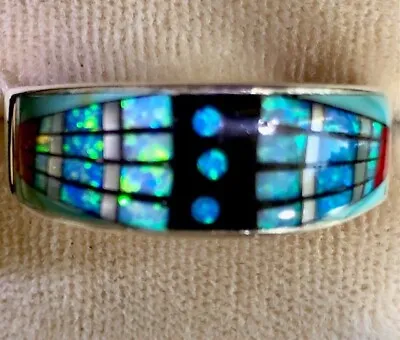 Sky Warrior Eagle Wing Native Opal Turquoise Ring 12.5 Handsome Sterling 925 Z • $175