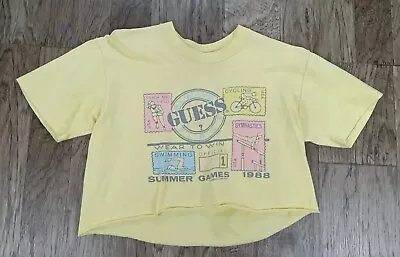 Vintage 80s Guess Shirt Womens Medium 1988 Retro Single Stitch Cropped T-Shirt  • $14.40