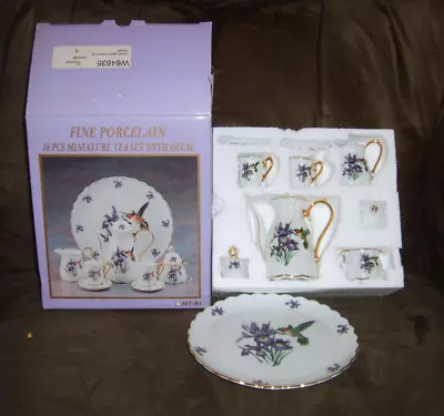 Miniature Tea Set -  Hummingbirds - Poecelain • $10.95