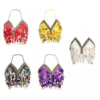 £12.37 • Buy Belly Dance Sequin Beaded Bra Top Samba Indian Costume Bikini With Metal Coins
