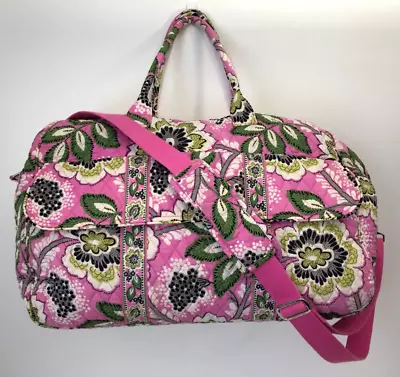 Vera Bradley Priscilla Pink Large Weekender Travel Bag Duffle VGUC • $37.99