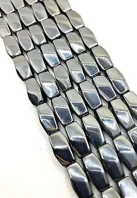 Magnetic Hematite  Stone Beads High Power 8 Faceted Swirl 6x12mm Bead Hp1 • $13.99