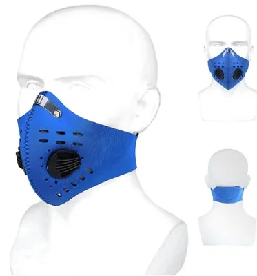 Blue Face Mask Protective Filter Dust Pollen Washable Reusable PM 2.5 FM5 UK • £3.79