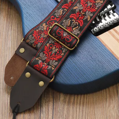 Vintage Flowers Guitar Strap Bohemia Style Woven Embroidery • $13.12