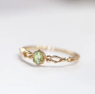 925 Sterling Silver Emerald Crystals Gold Adjustable Ring Women Mens Girls • £4.39