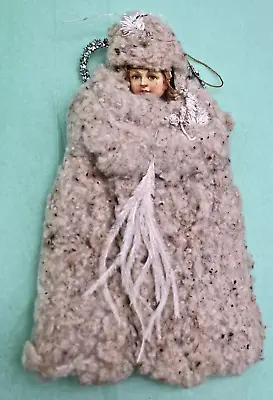 Antique Vintage Christmas Angel Girl German Spun Cotton Ornament Early Die Cut • $29.99