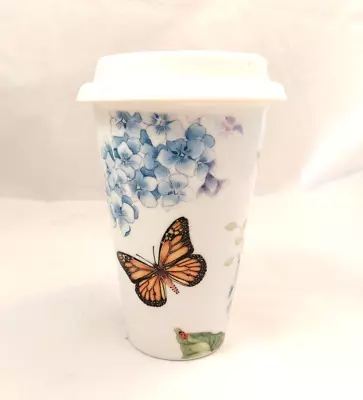 Lenox Butterfly Meadow Hydrangea 10 OZ Ceramic Thermal Travel Mug W/ Lid • £15.92