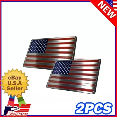 2 X USA Flag American Truck Fender Tailgate Grille Hood Decal Metal Emblem Badge • $8.40