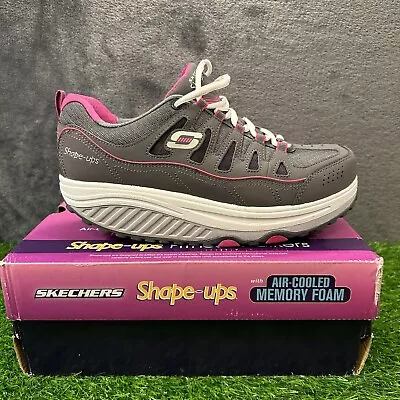 Skechers Shape Ups Womens 8 Gray Pink Shoes Sneakers Athletic Platform Walking • $38.88