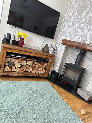 Log Store Log Holder  / TV Unit Solid Wood Tall  Indoor  Firewood Storage • £200