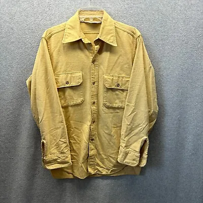$18.75 • Buy Vintage Woolrich Shirt Adult Medium Gold Flannel Chamois Cotton Mens Casual 80s