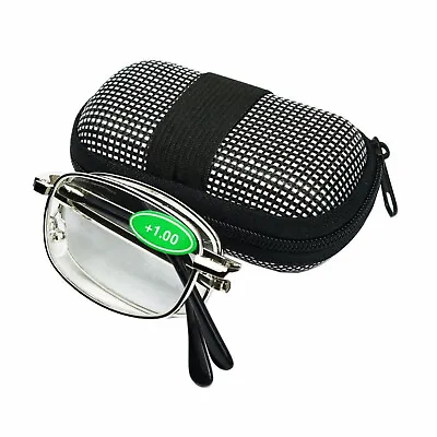 $5.99 • Buy Two Way Foldable Reading Glasses  Carrying Case Men Women Unisex 1.0 Strength