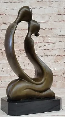 Collectible Bronze Sculpture Abstract Kissing Couple Modern Art Statue • $149.40
