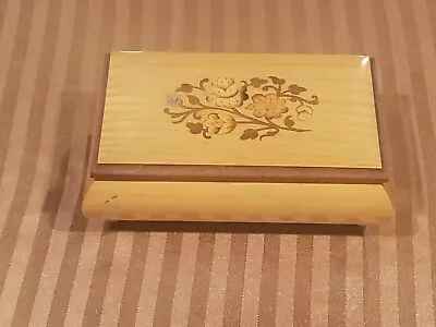 Vintage Jewelry Music Box Light Wooden Inlay Made In Italy Plays Love Story • $29.99