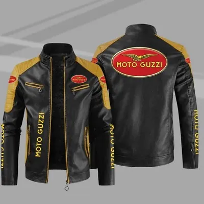 Moto Guzzi Motorbike Leather Jacket In Cowhide / 5 Ce Approved Protections • $168.11