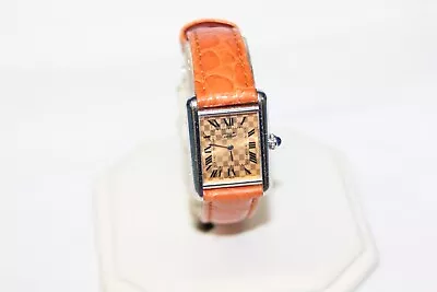 Ladies Cartier Must De Tank 2416 Silver 925 Quartz Limited Edition Orange Watch • $563