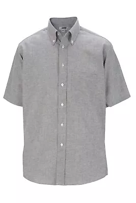 Edwards Men's Black / Gray Oxford Button Short Sleeve Dress Shirt  2XL  • $11.99