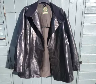 Vintage PVC Jacket Yarmouth Black Raincoat Mac Fisherman's Oilskin Large • £90