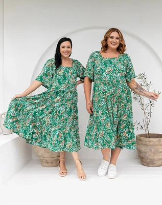 $79.95 • Buy Rebecca Dress In Green Floral By Freez Clothing*