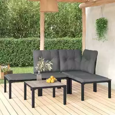 VidaXL 5 Piece Garden Lounge Set Black And Grey Poly Rattan • $379.48
