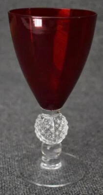 $17.59 • Buy Lovely Vint Morgantown Ruby Red Cranberry Golf Ball Pedestal Water Goblet Have 3