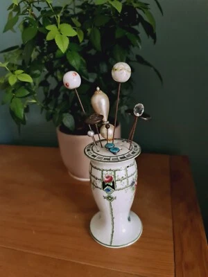 £32 • Buy Vintage Hat Pins And Porcelain Holder Bundle Some Rare Ones X 10