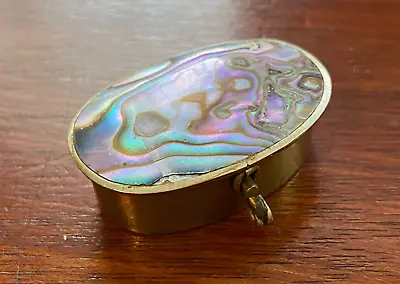 Vintage Alpaca Silver Abalone Small Hinged Trinket Box • $34.99