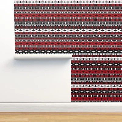 £97.86 • Buy Removable Water-Activated Wallpaper Western Indian Native Ethnic Crosses Pueblo