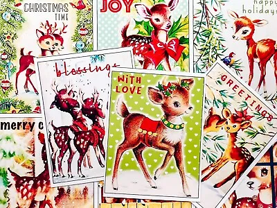 Set Of 9 Vintage Retro 1950's Christmas Deer STICKERS - Just Cut & Use! • $3.60