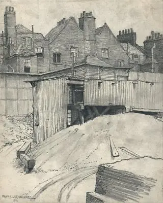 FRANK LEWIS EMANUEL Pencil Drawing GLOUCESTER ST BLOOMSBURY LONDON - 1912 • £150