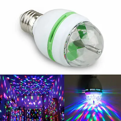 E27 RGB Crystal Ball Auto Rotating LED Stage Light Bulb Disco Party Bulb Lamp 3W • $7.65