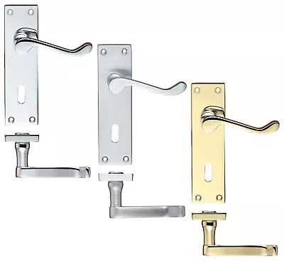£9.99 • Buy Victorian Scroll Internal Door Handles Latch Lock WC Chrome Satin Brass