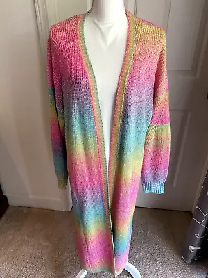 $37.99 • Buy Torrid Cardigan Plus 2 18/20 2x Bright Rainbow Long Knit Ombre Duster Sweater