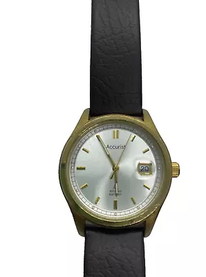 Accurist MS085SU Leather Strap Wristwatch WORKING • £28