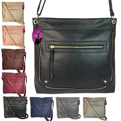 Across Cross Body Handbag Messenger Bag Large Big Long Shoulder Strap Ladies Zip • £13.99
