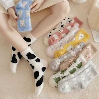 Ladies Winter Warm Soft Fluffy Bed Socks Home Mink Fur Fleece Floor Sock UK • $10.84