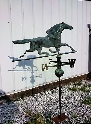 Antique 1900s Weathervane Copper Racing Horse With NSEW & Stand Rare Find • $649.98