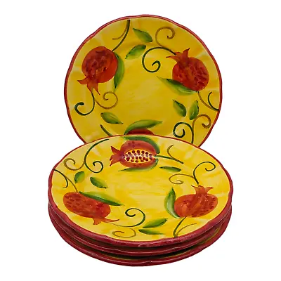 4 Mamma Ro Pomegranate Dinner Plates - 10  Yellow Red Fruit Mediterranean Italy • $75