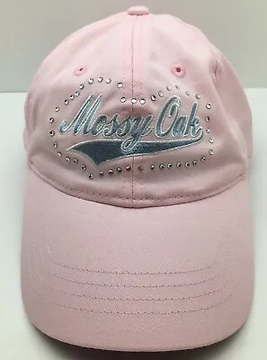 MOSSY OAK Womens Pink Studded Silver Embroidered Logo Relaxed Fit Strapback Hat • $12.88