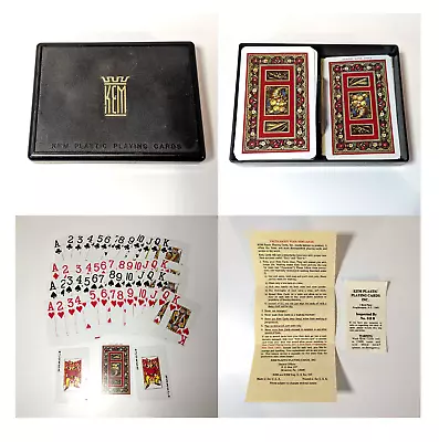 Vintage KEM Harvest Plastic Playing Cards Deck Complete Case Original Paperwork • £15.70