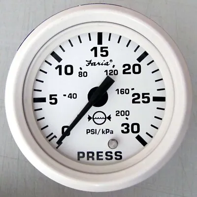 2  Faria Beede Dress White Water Pressure Gauge - 30 Psi • $90.01