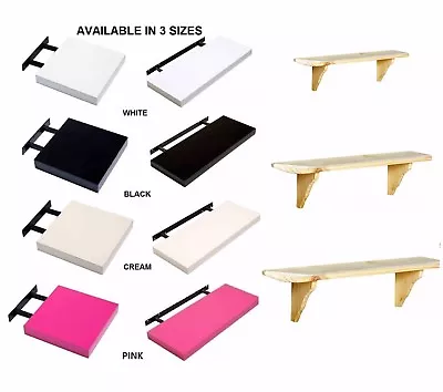 £9.99 • Buy High Gloss Floating Wall Mounted Shelf & Natural Wood Shelves Fittings Included