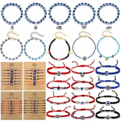 Fashion Crystal Lucky Blue Evil Eye Lucky Beaded Bracelet Bangle Charms Handmade • $1.86